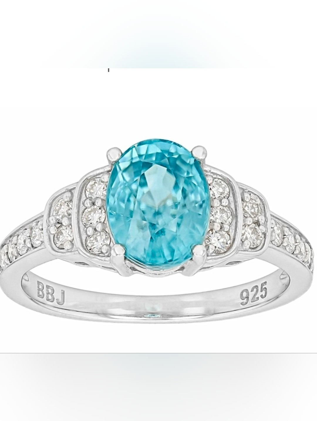 Genuine Blue & White Zircon Ring Sterling Silver Size 7
